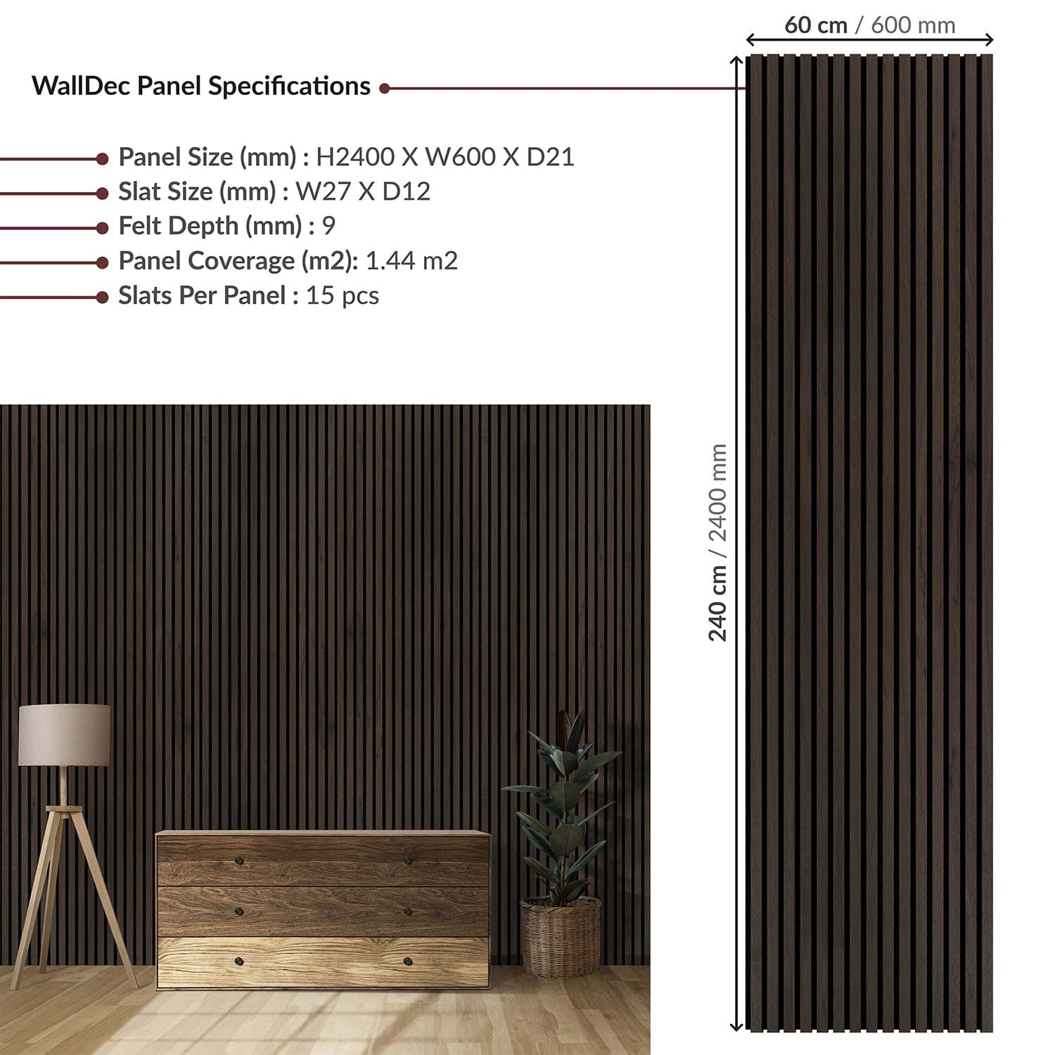 Deep Walnut Wall Panel